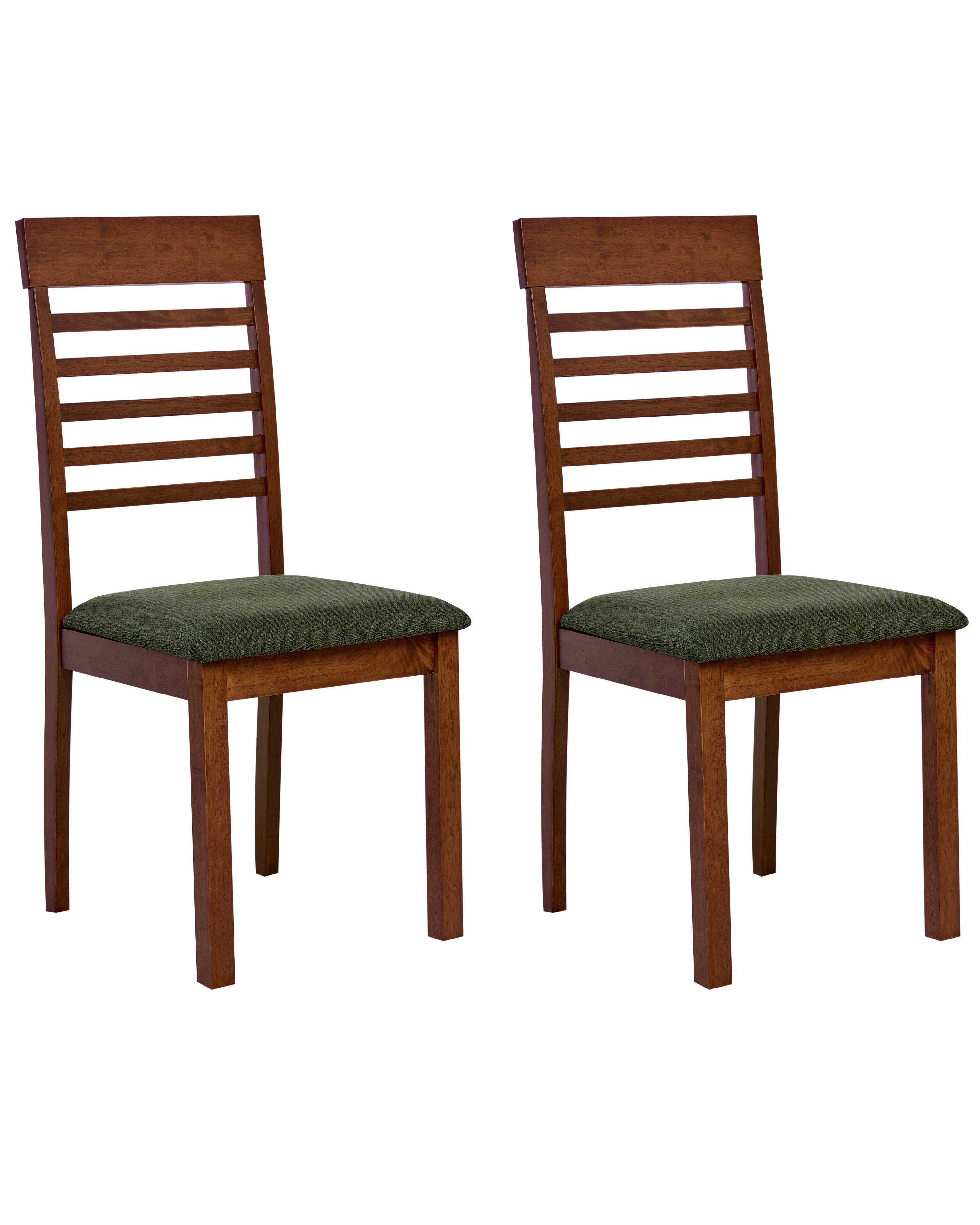 Set van 2 eetkamerstoelen ORTLEY Hout Donkerbruin/groen