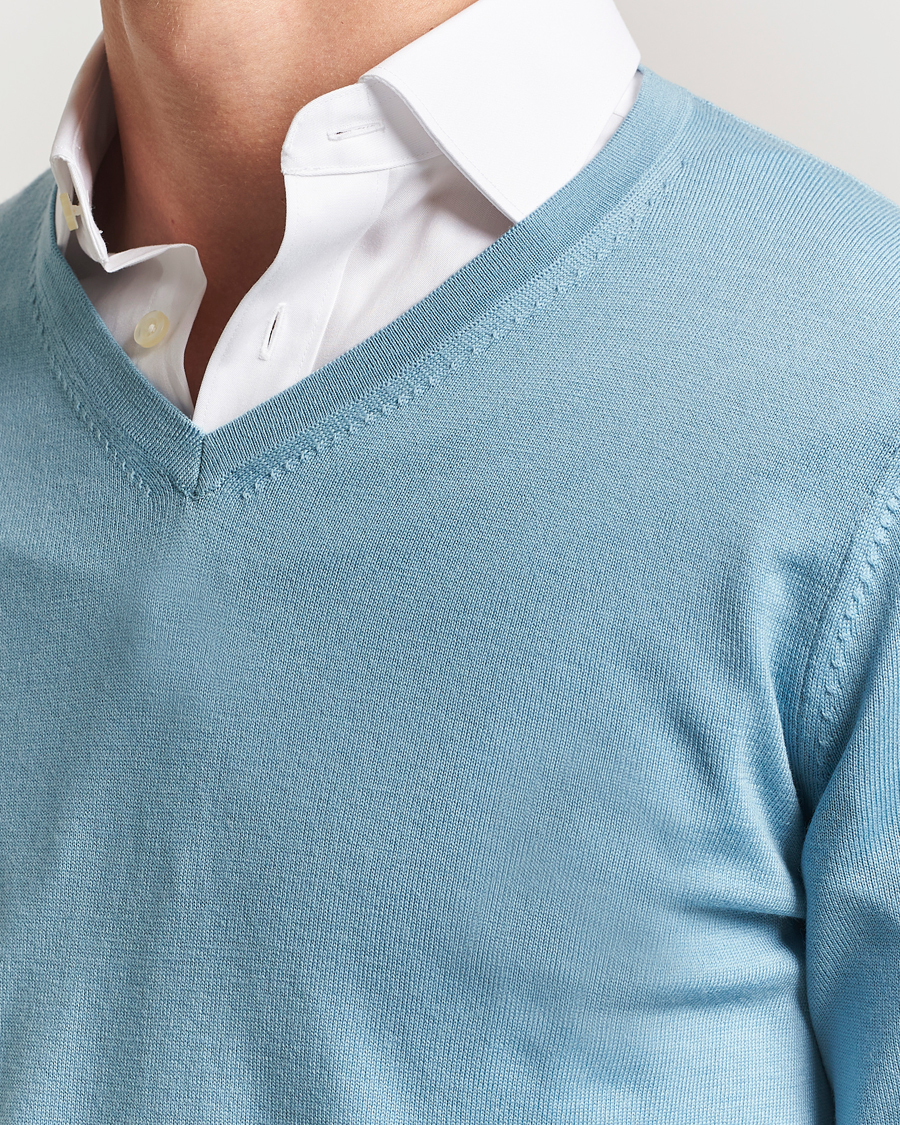 Charles Tyrwhitt Pure Merino V-Neck Jumper Aqua Green