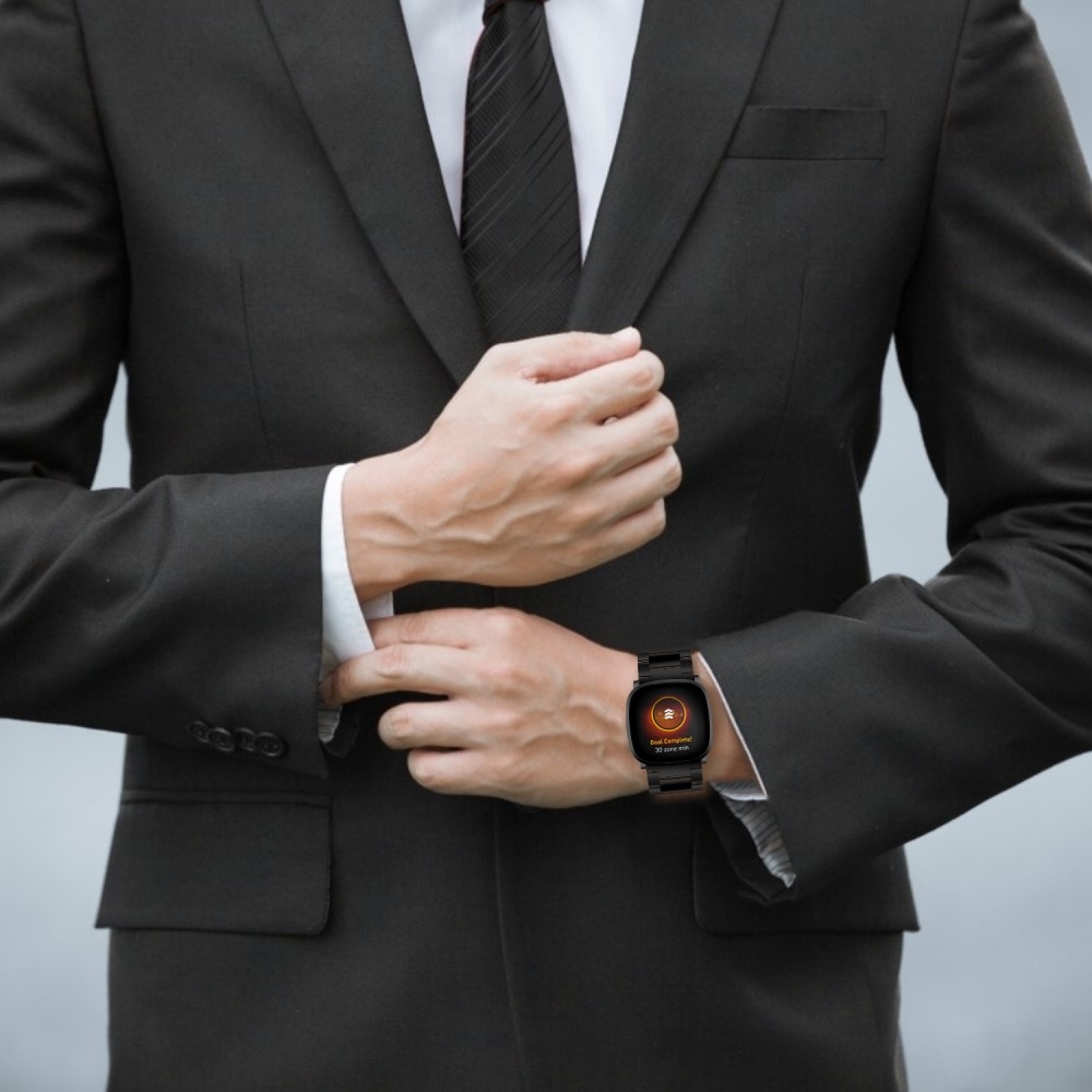 Fitbit Versa 3 / Sense Edelstahl Armband - Schwarz