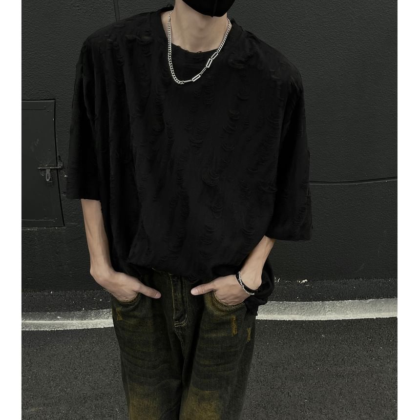 Derbundy - T-shirt met korte mouwen en ronde hals en distressed effect