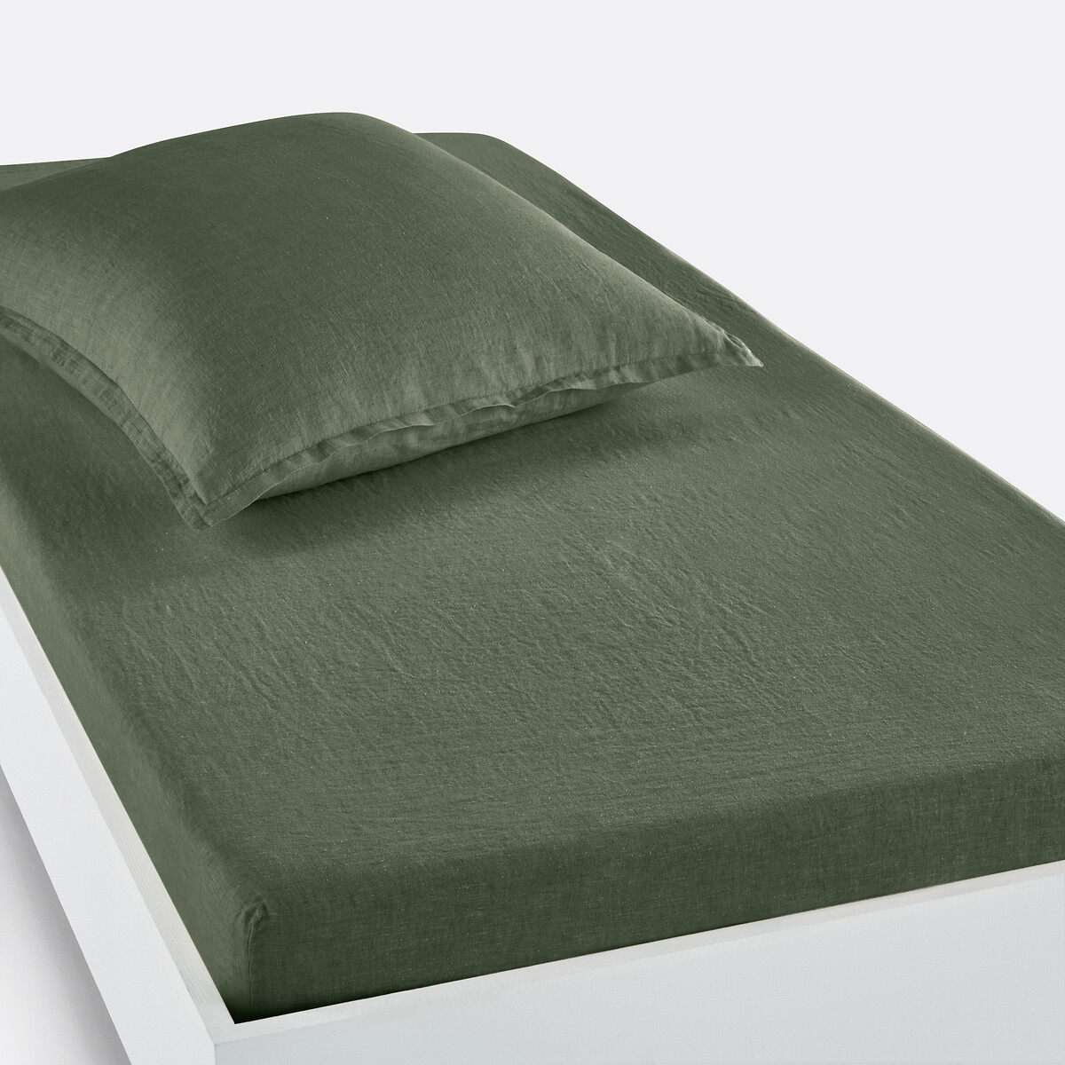 LA REDOUTE INTERIEURS<br>Lençol justo de linho lavado, bainha 30 cm, Linot