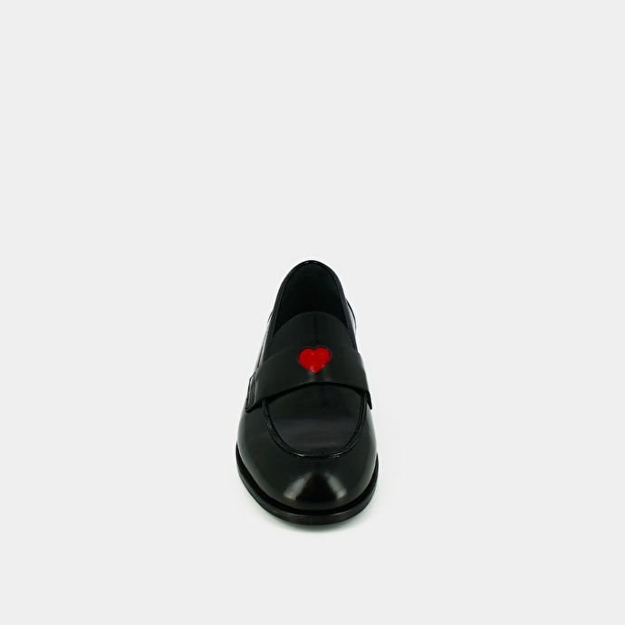 Mocassins à bouts ronds  en cuir glacé noir