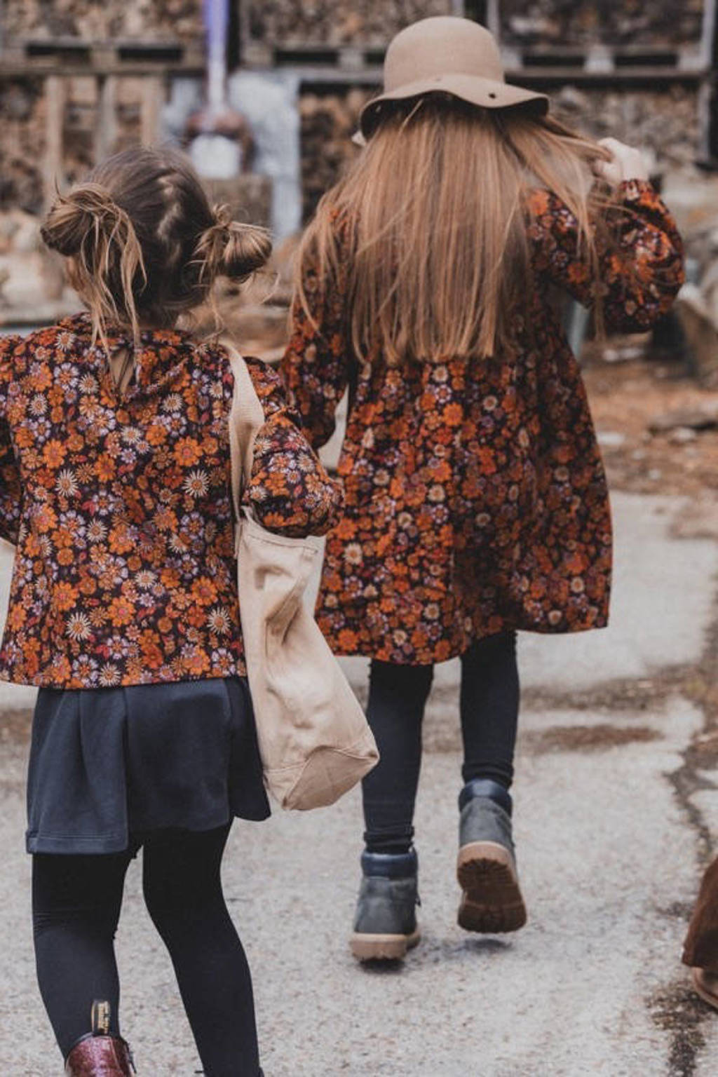 LOOXS gebloemde corduroy jurk oranje