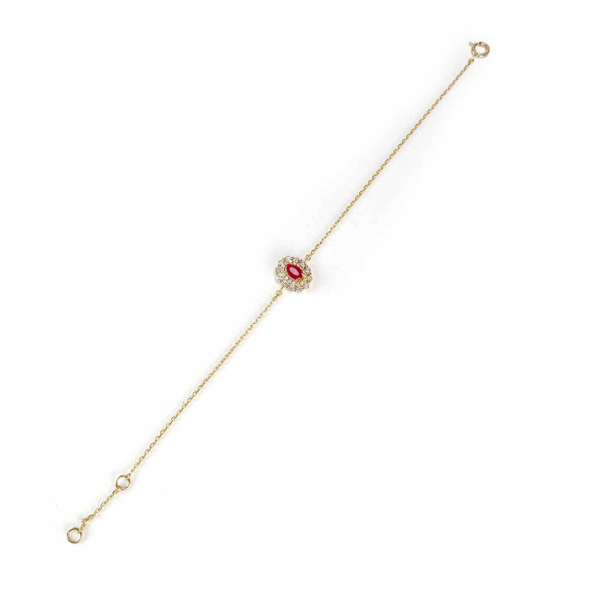 Bracelet d'occasion or 750 jaune rubis diamants 18 cm