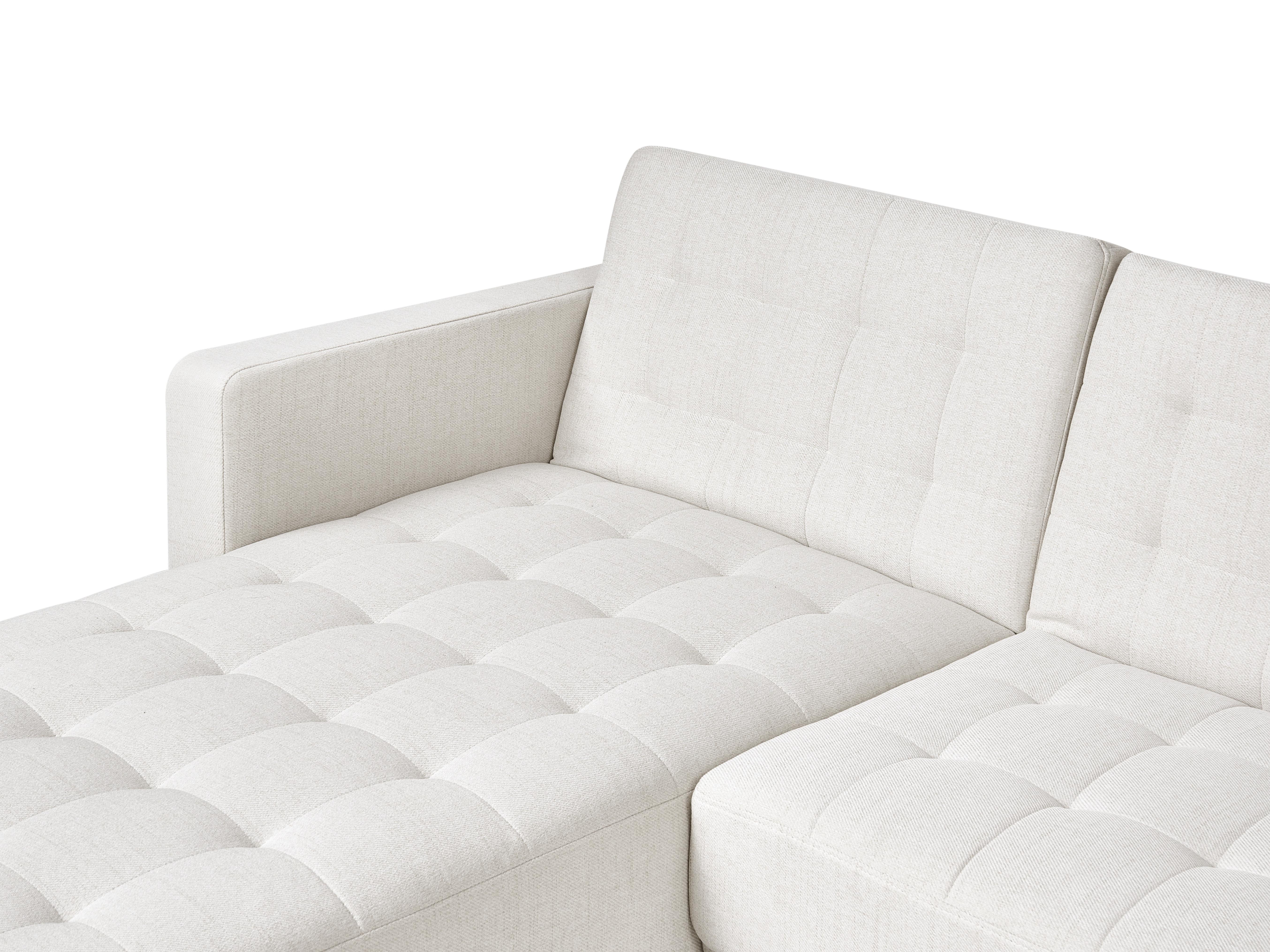 Modulaire hoekslaapbank 4-zits ABERDEEN Stof Gebroken wit met ottomaan linkszijdig