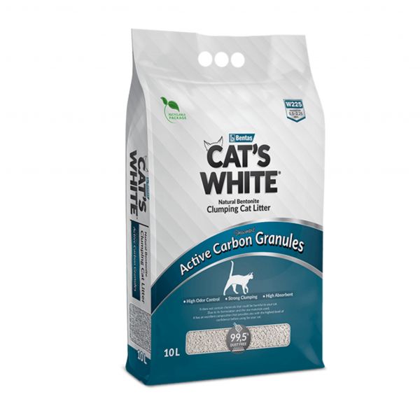 Cat's White Areia Grãos de Carvão Activo 10L