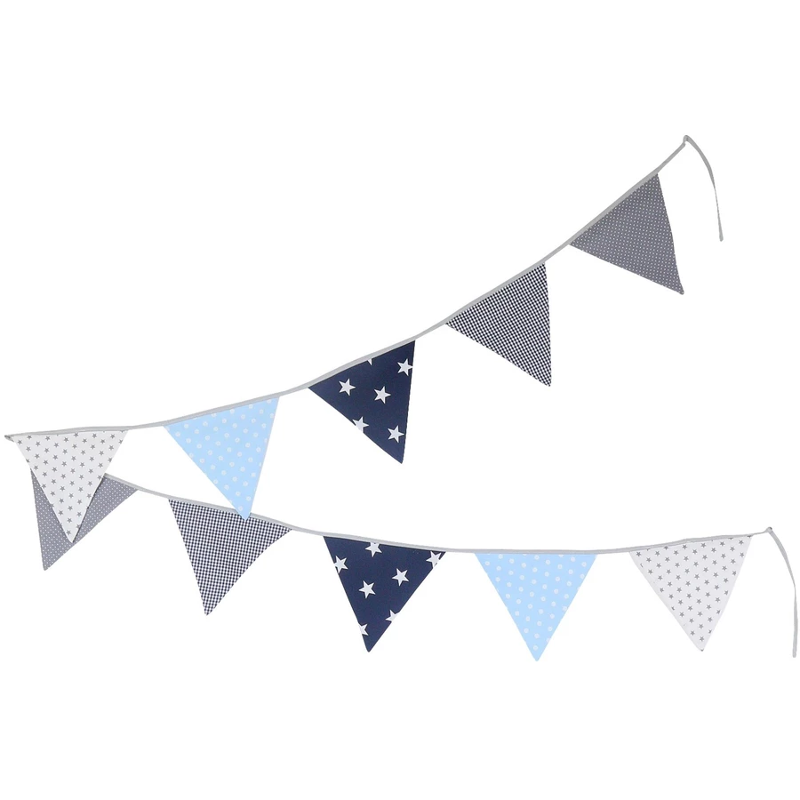 Ullenboom Wimpelkette & Stoffgirlande 325 cm (10 Wimpel) Blau Hellblau Grau