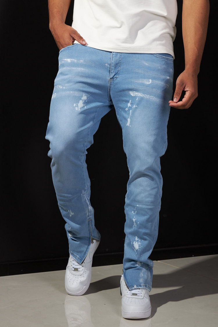 Jeans bleu clair taché