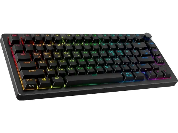 HyperX Alloy Rise - Tastatur - 1000 Hz pollingfrekvens, 100% anti-ghosting, 80 millioner tastetryk - 75% - bagbelyst - trådløs - 2.4 GHz, Bluetooth, USB-C - tastkontakt: HyperX Linear - sort