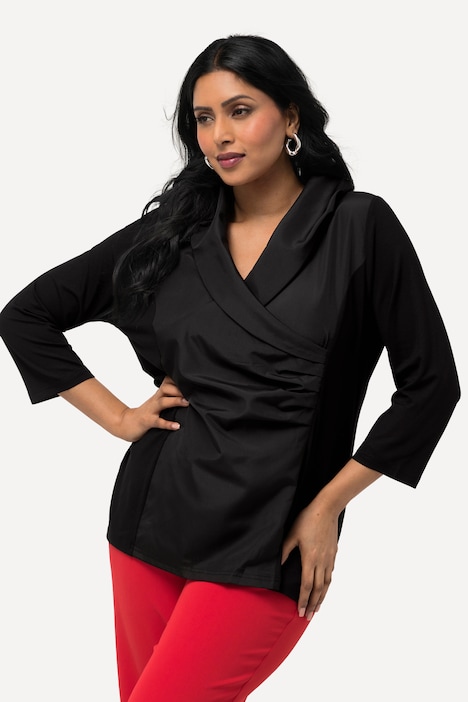 Shirt, Taft-Kragen, Classic, V-Ausschnitt, 3/4-Arm