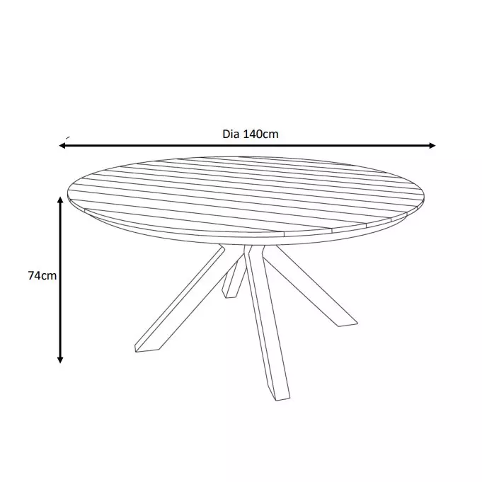 Table de jardin ronde en aluminium et bois teck 8 places (D140 cm) Bali Gris anthracite