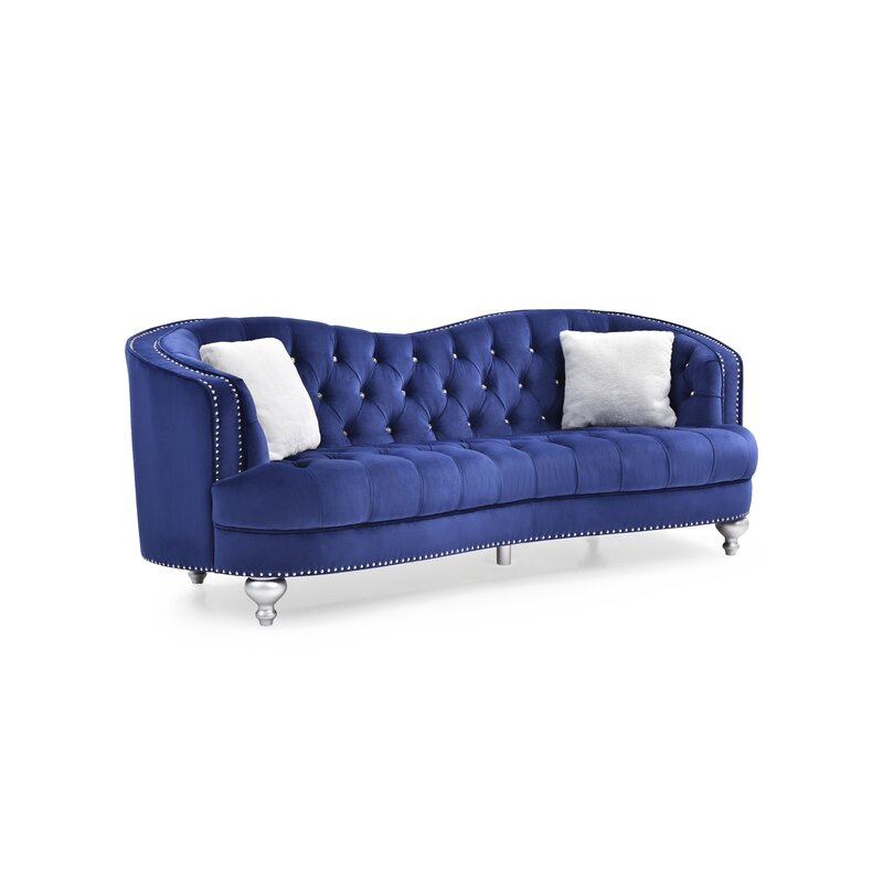 Karli 90&rdquo; Velvet Recessed Arm Curved Sofa