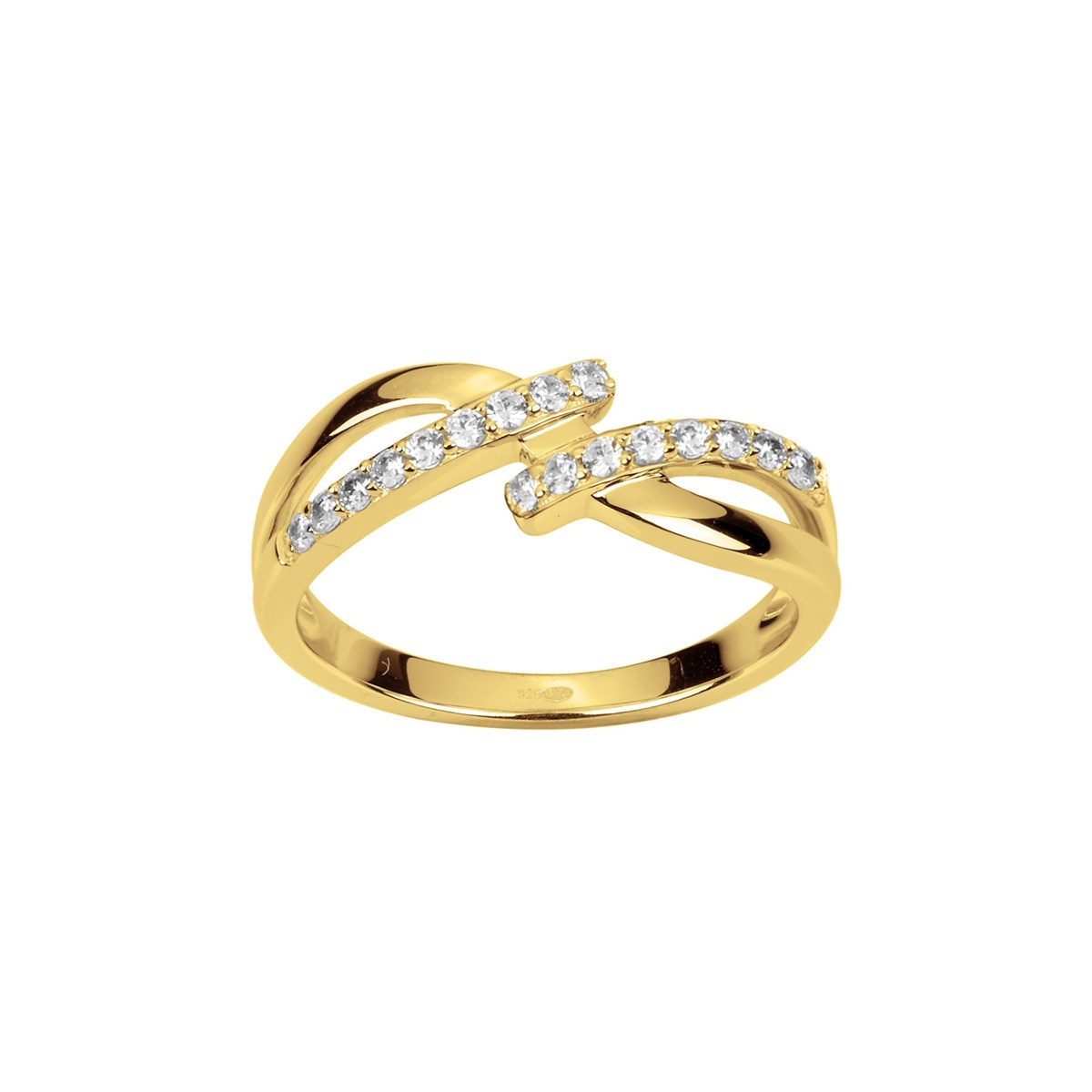 Bague en Plaqué Or avec oxyde de zirconium blanc