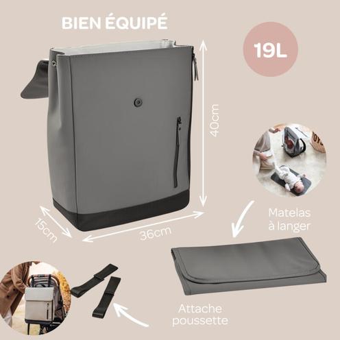 Sac à langer Oslo Gris Mineral - BEABA