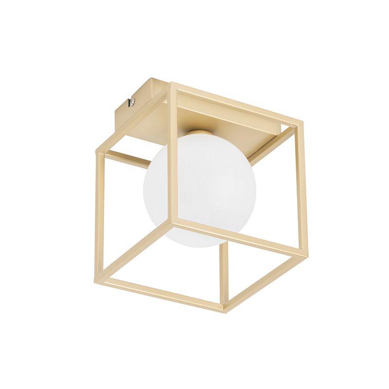 Design plafondlamp goud met wit glas - Aniek