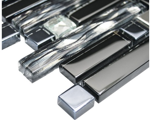 Glasmozaïek met metaal Kristal XCM GV878 29,8x33,8 cm zwart