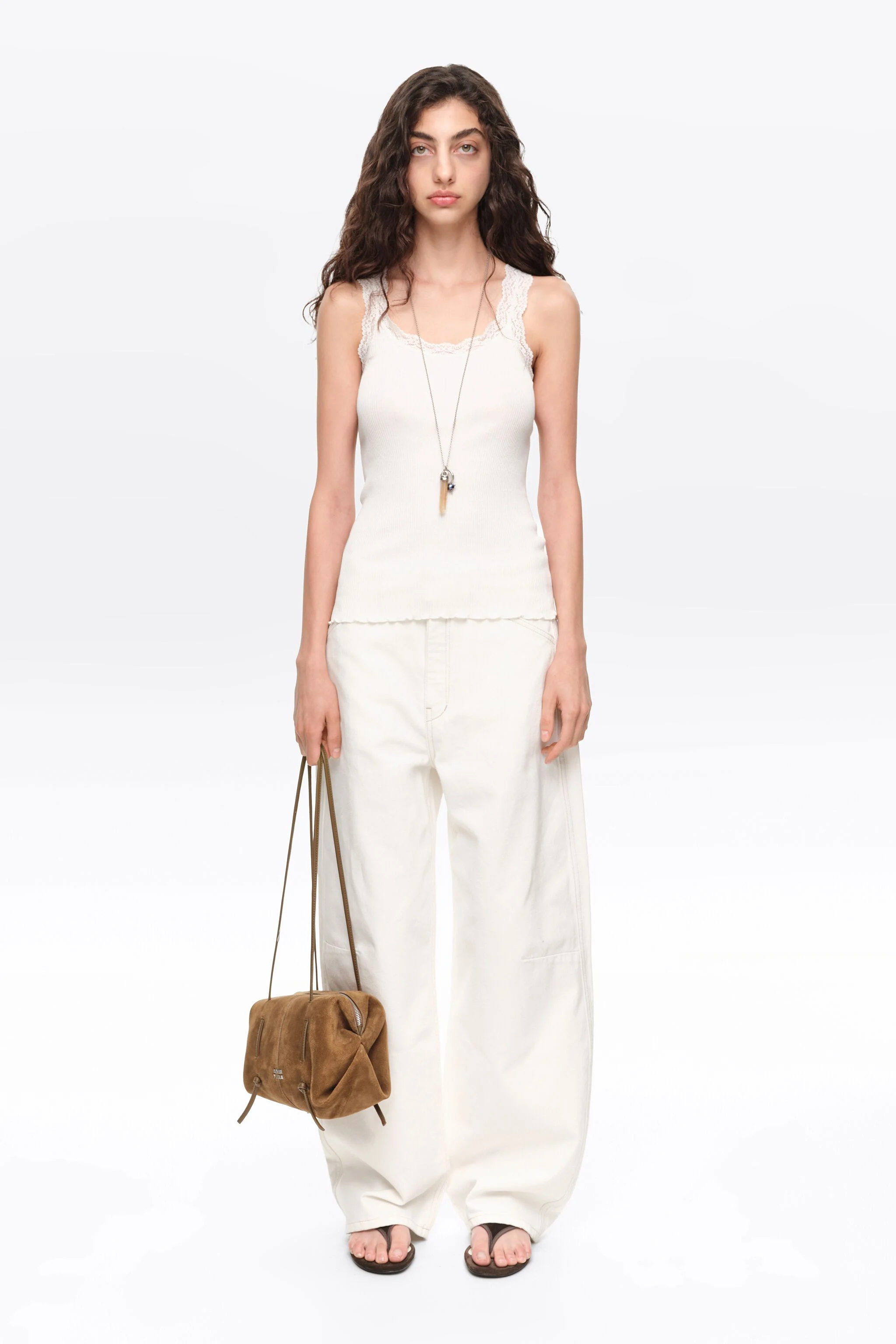 BARREL - Calça jeans branca de 5 bolsos