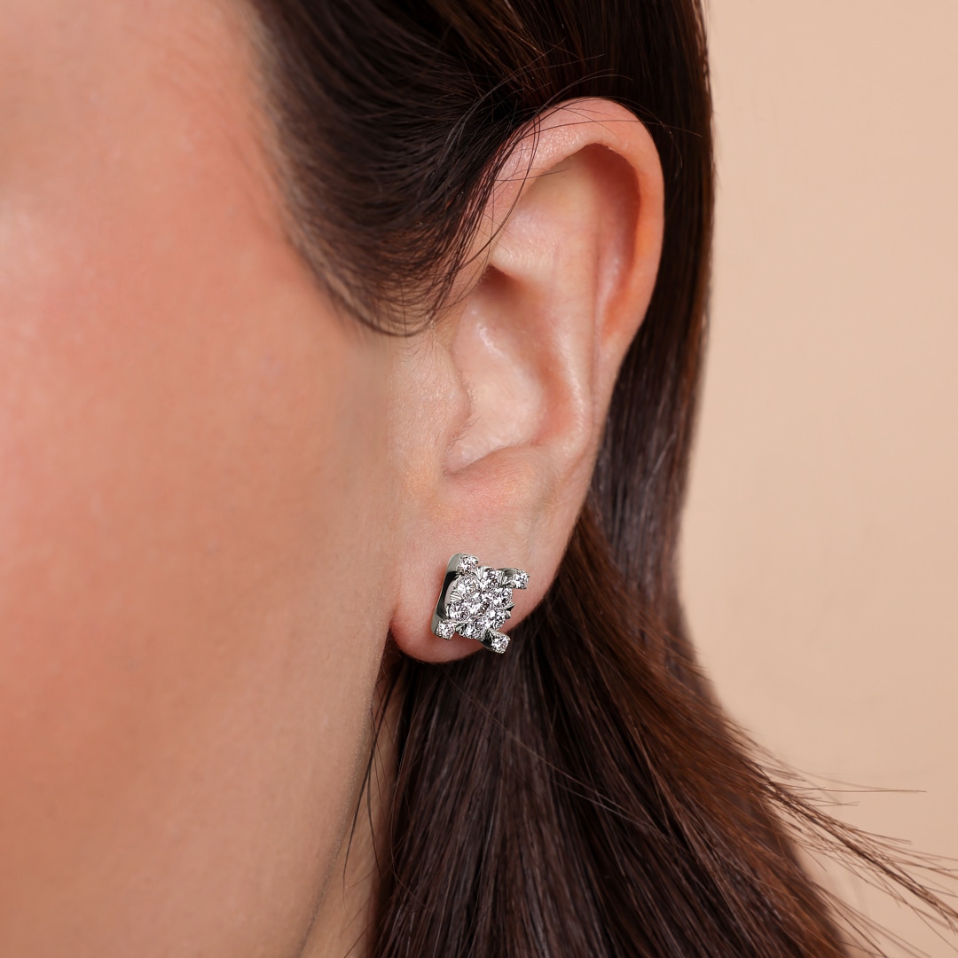 1.00 Karat Diamantohrstecker 750/18 K Weissgold 9mm