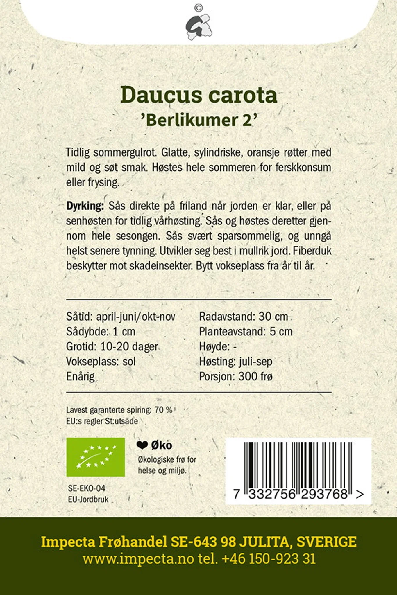 Daucus carota 'Berlikumer 2' Sommergulrot 'Berlikumer 2'