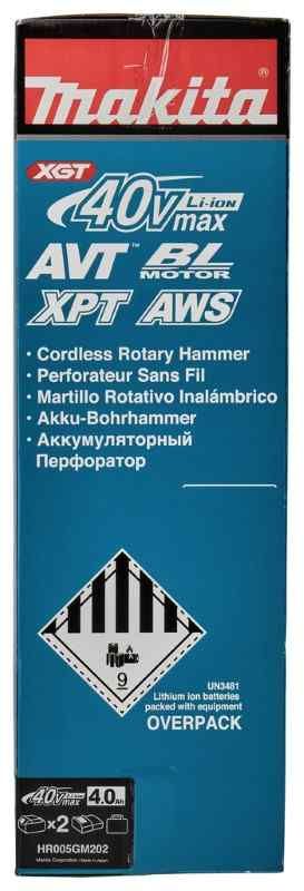 Makita HR005GM202 40V Max Combihamer set (2x 4.0Ah) in koffer met AWS zender