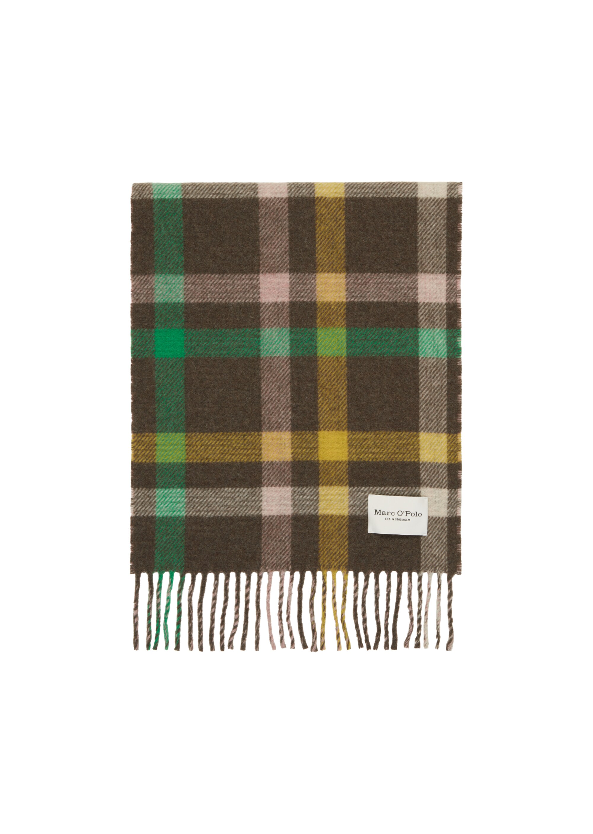 Jacquard-Karo-Schal mit Fransen aus recycelter Wolle