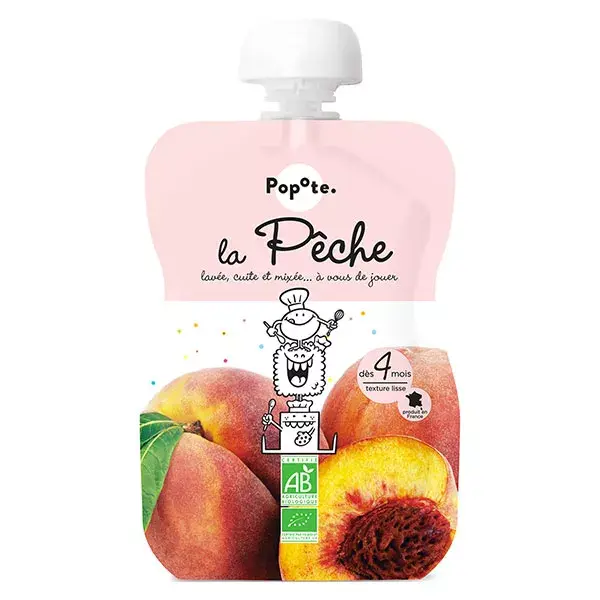 Popote Les Fruits Pêssego Sachê +4m Orgânico 120g
