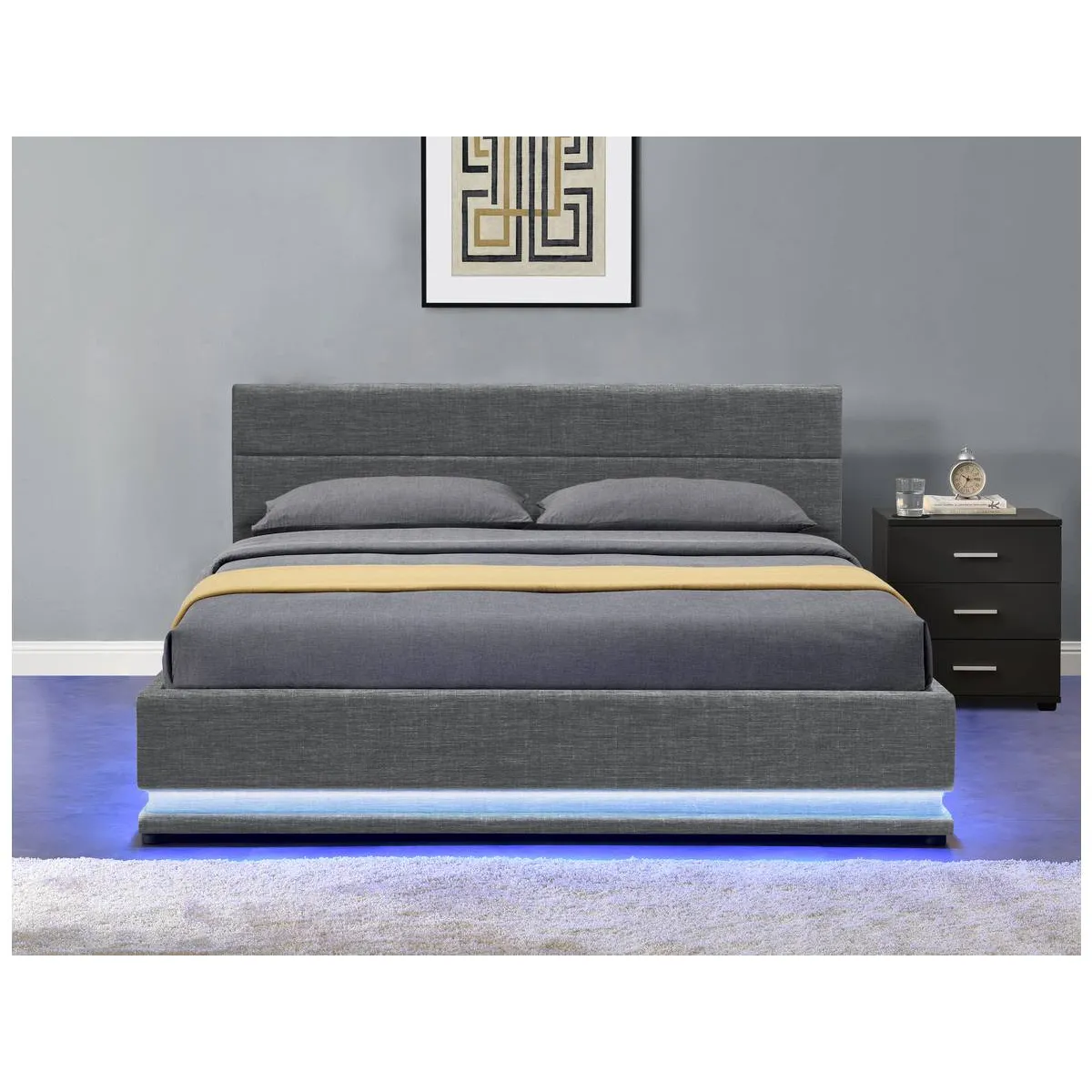Habitat et Jardin Lit LED Anastasia 160x200 cm Gris Foncé