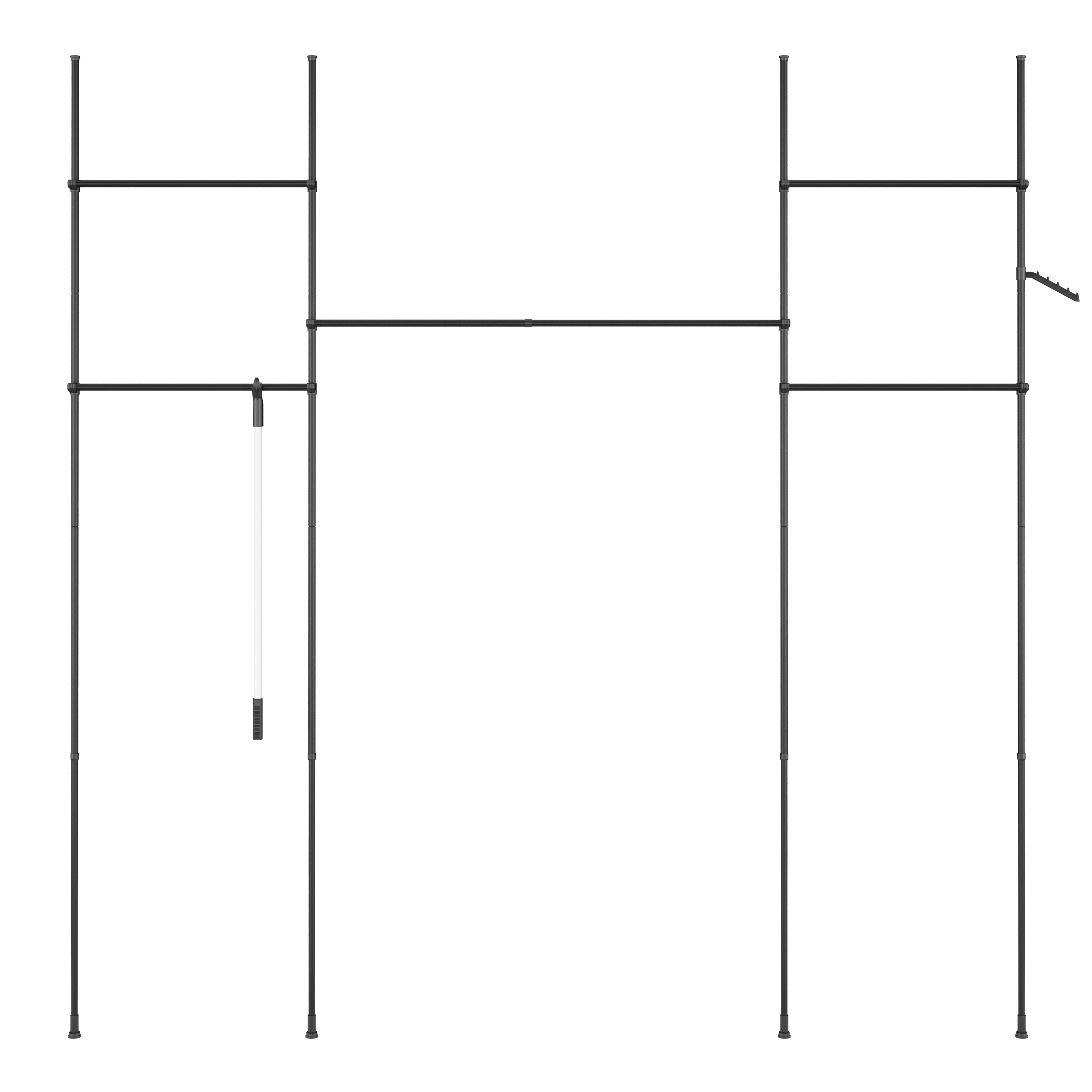 Kleiderständer mit 5 Stangen und 2 Körben verstellbar 200 - 270 cm schwarz