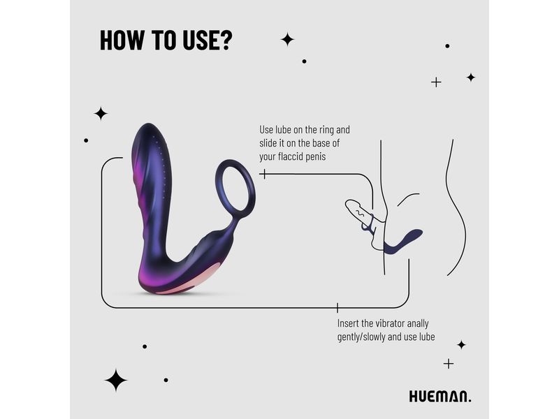 Hueman Black Hole Analvibrator mit Penisring Lila Vibrator für den Analverkehr
