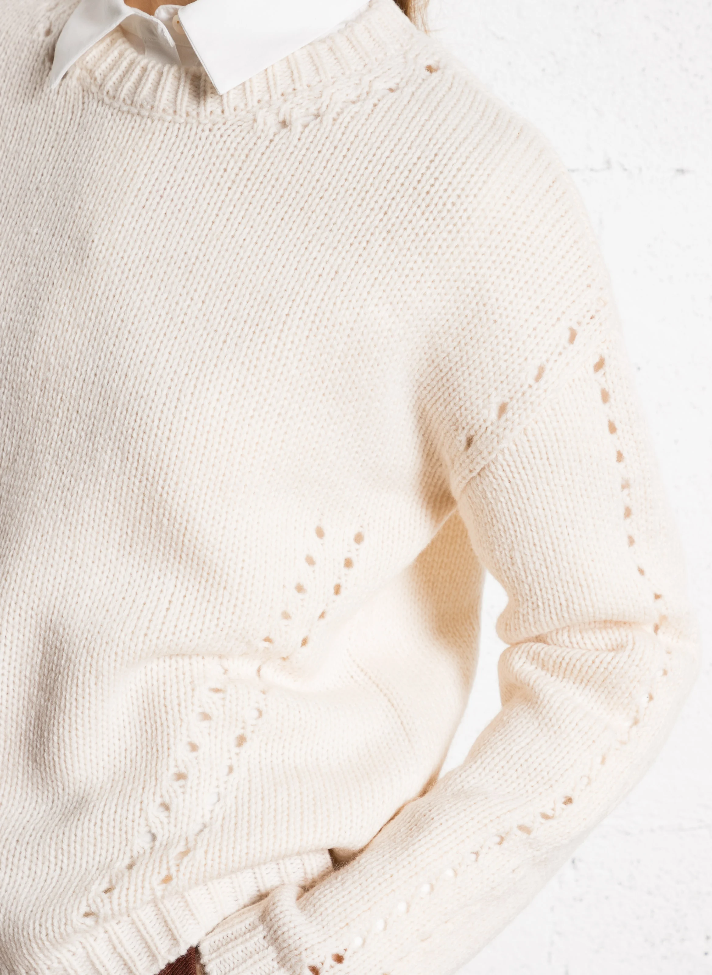 MASPER - Pull en maille fantaisie| Blanc