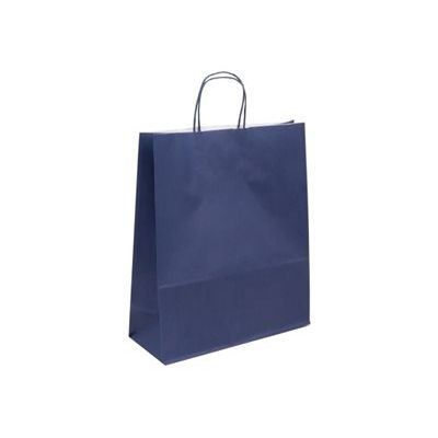 50 Sacs cadeau kraft - poignées torsadées - 35 cm x 14 cm x 41 cm - bleu marine