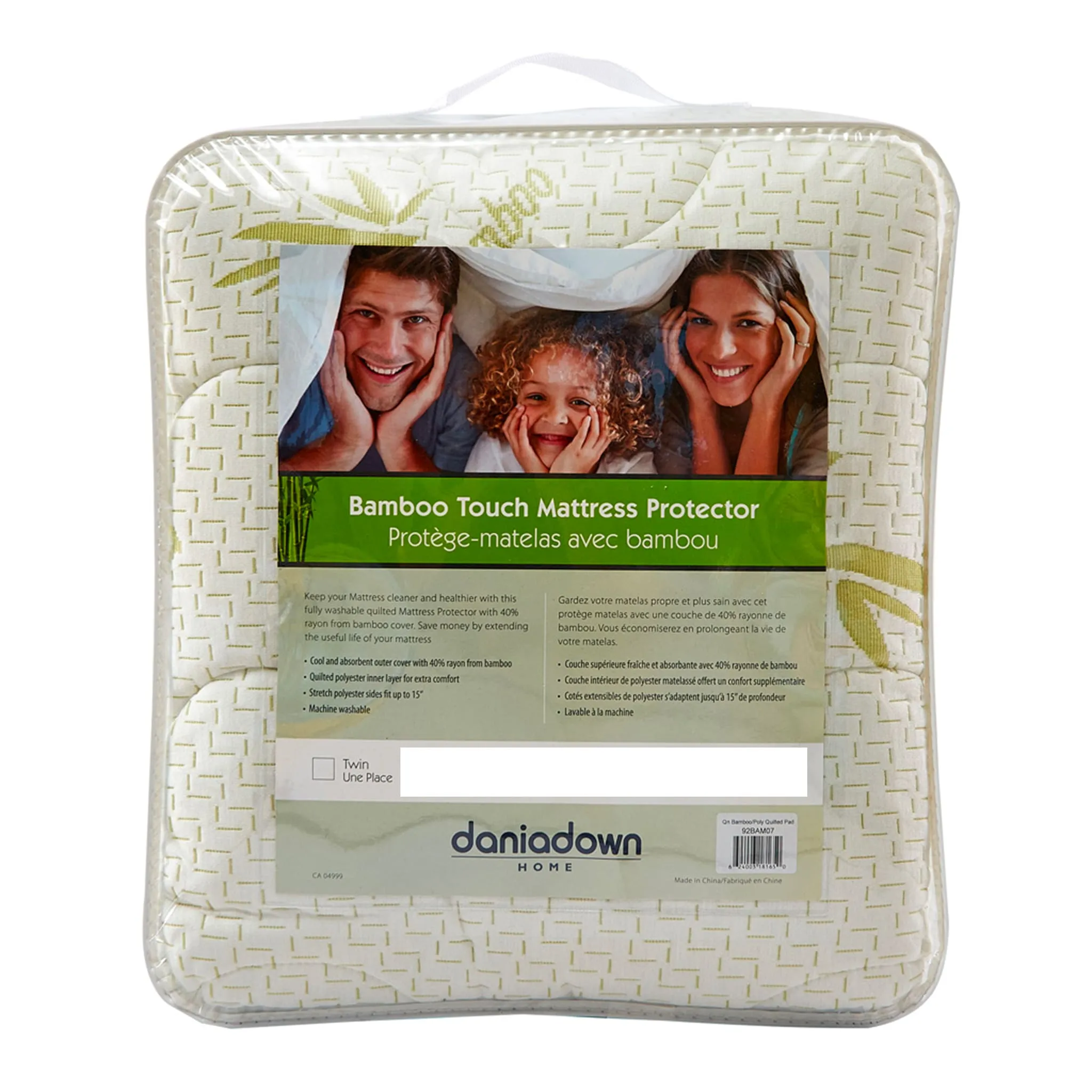 Daniadown Protège-Matelas pour Lit Simple 39'' - Bambou