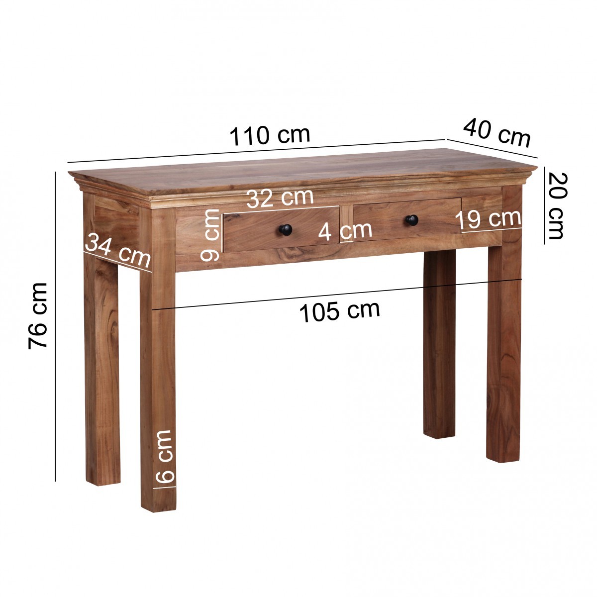 Konsolentisch - Akazie massiv lackiert - 110 cm