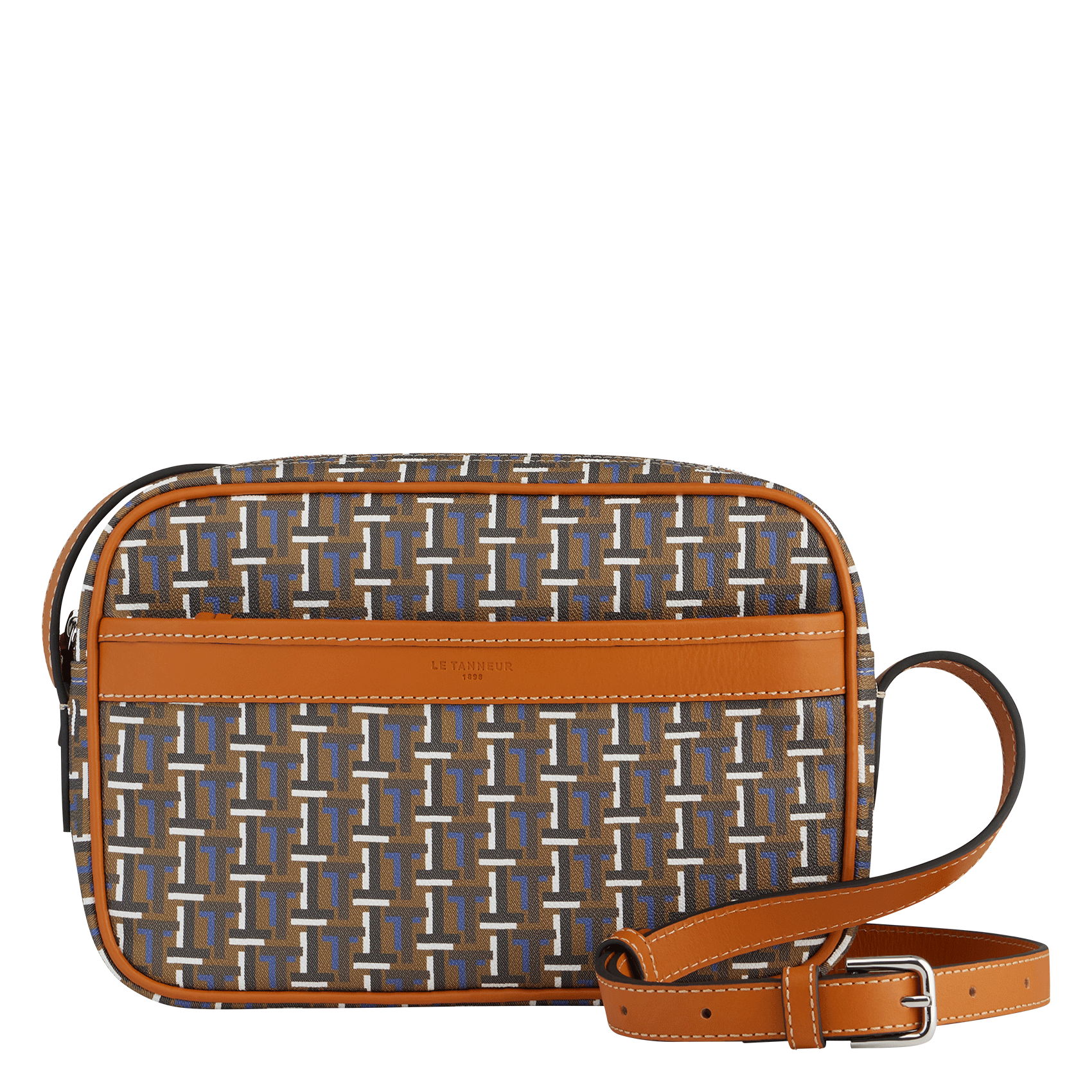 CAMILLE - Sac bandoulière imprimé en toile| Marron