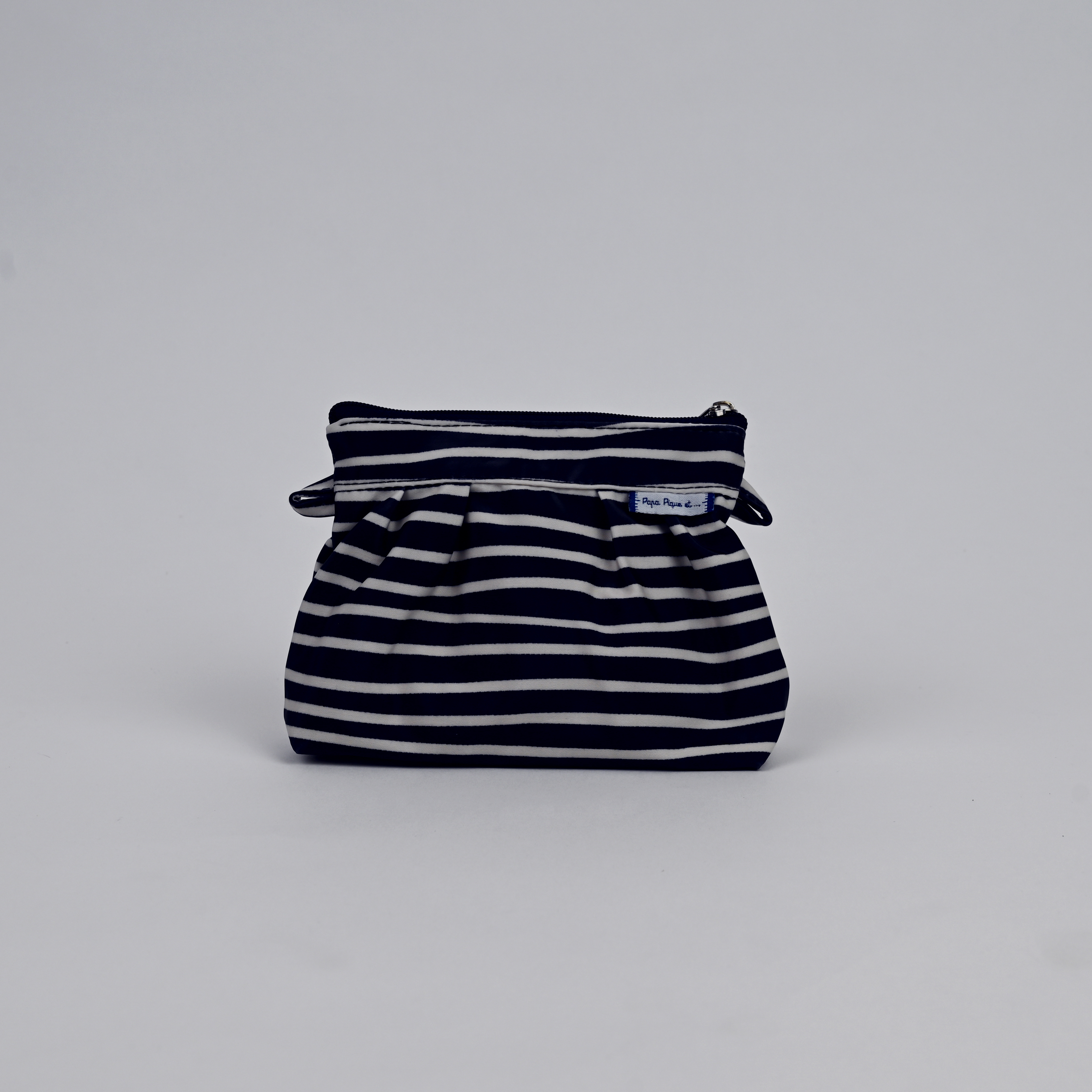 Mini Pochette Plissée Rayé Ivoire Marine