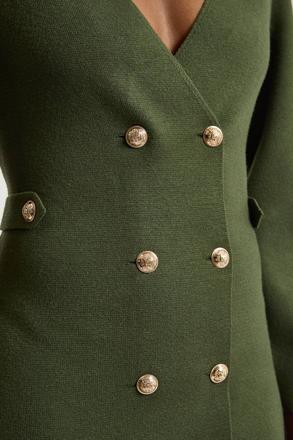 KarenMillen Robe Tricotée Cintrée À Double Boutonnage D'inspiration Militaire Aspect Laine