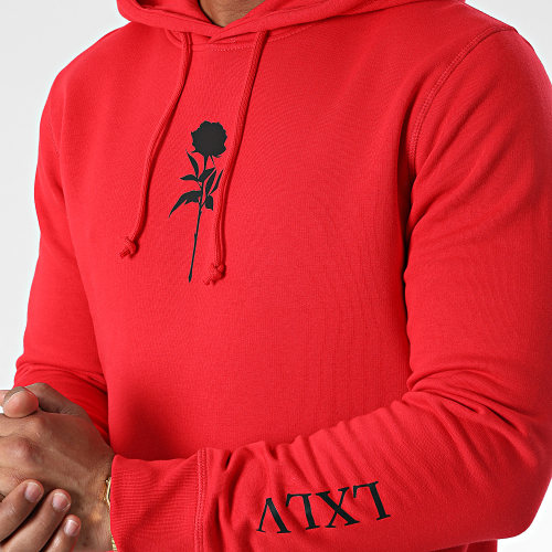 Sweat Capuche Chest Roses Rouge Noir