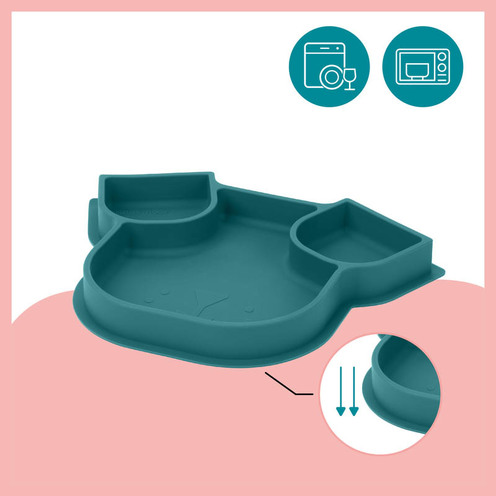 Assiette silicone compartimentée ISY PLATE chien bleu - BABYMOOV