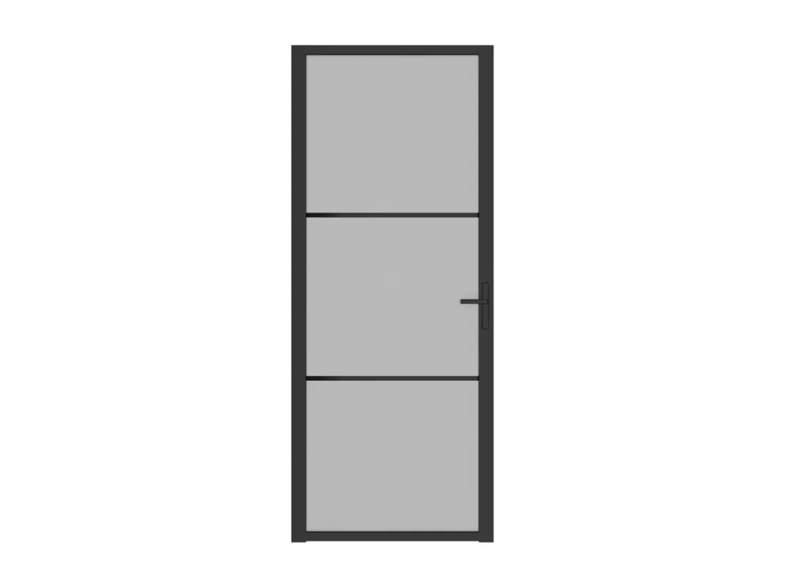 Porte intérieure 83x201,5 cm Noir Verre mat et aluminium