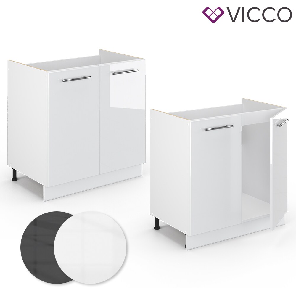 VICCO Spülenunterschrank 80 cm Weiß Küchenzeile Unterschrank Fame