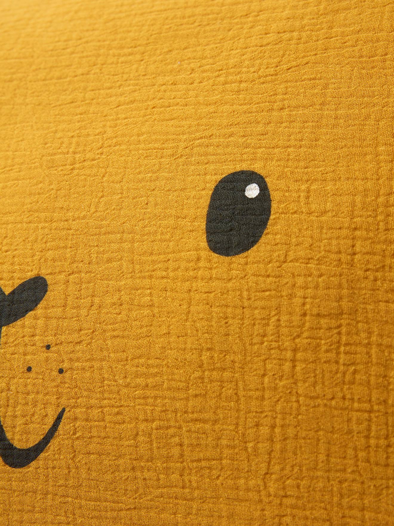 Fronha de algodão lisa, tamanho médio, com estampa Tiger Hanoi, em padrão amarelo.