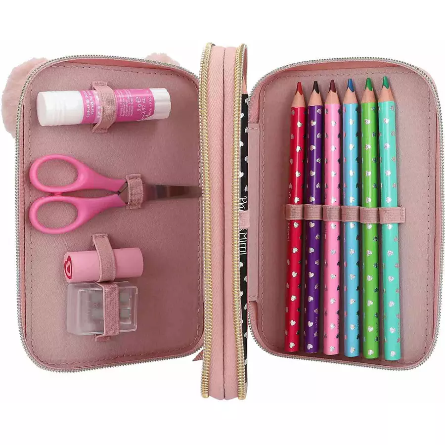 Depesche 2-Fach Federtasche Reh WILD FOREST Princess Mimi 19 x 12 x 5,5 cm rosa
