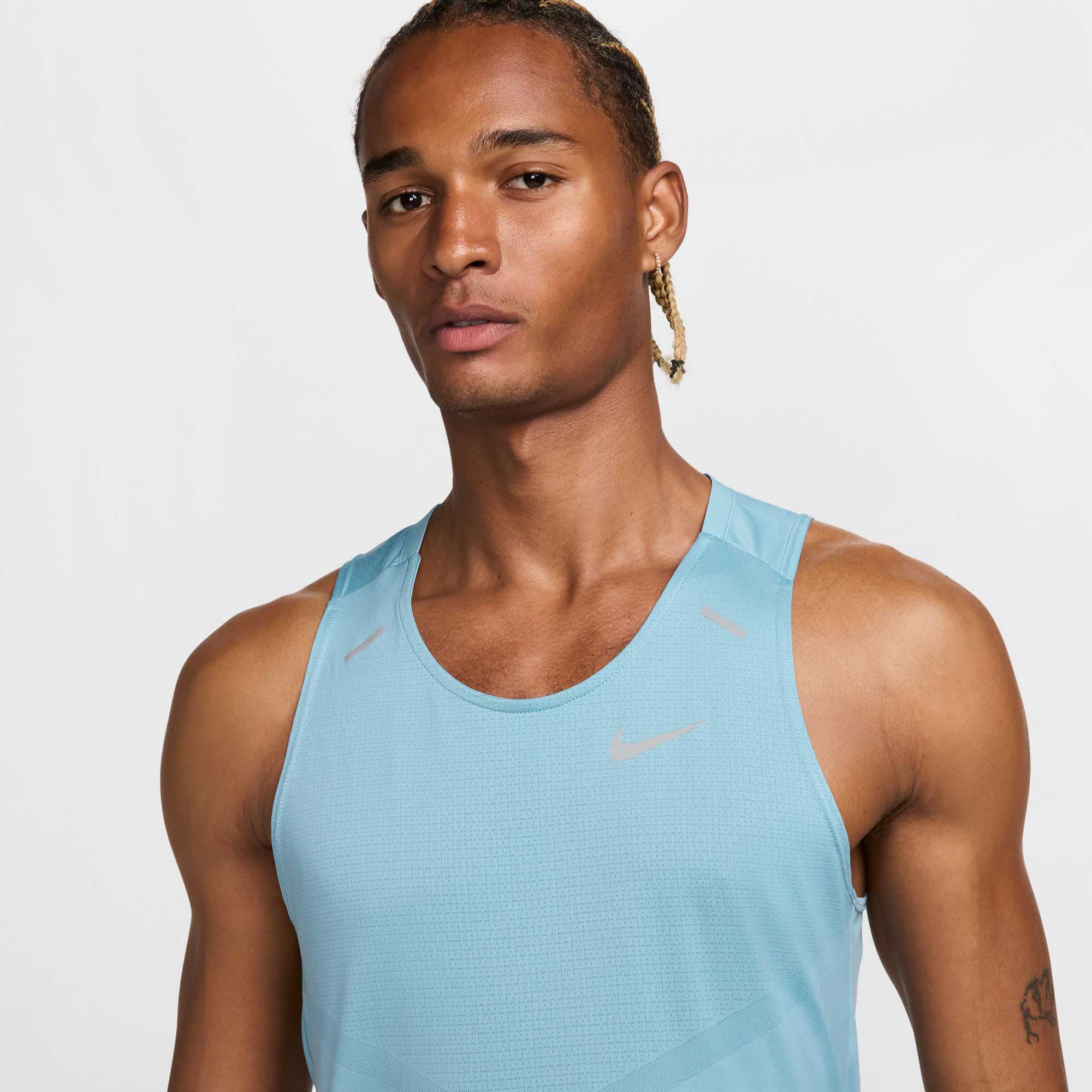 Dri-FIT Rise 365 Running Tank Herre 464/Denim Turquoise/Reflective Silver