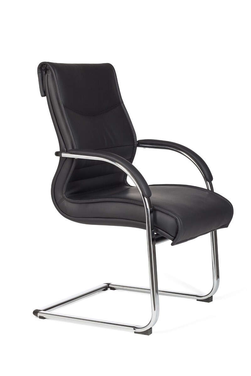 KADIMA DESIGN Freischwinger SANGRO Kunstleder, Chromgestell, Lendenstütze, bis 120 kg, in Caramel/Weiß/Schwarz