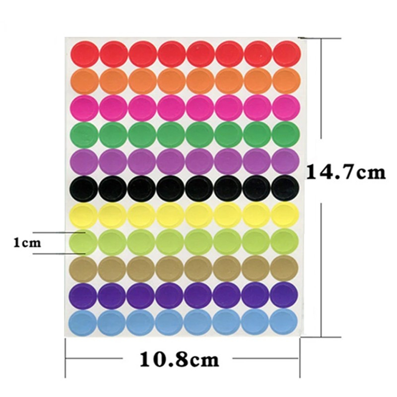 (880er Set) Ø10mm Bunte Klebepunkte Sticker Selbstklebende Dots Etiketten Aufkleber