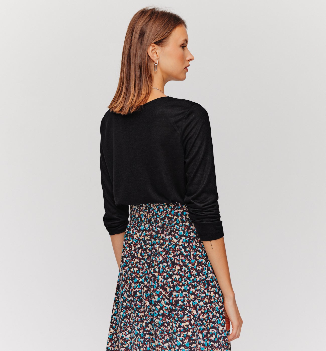 T-shirt détail dentelle Femme - Noir