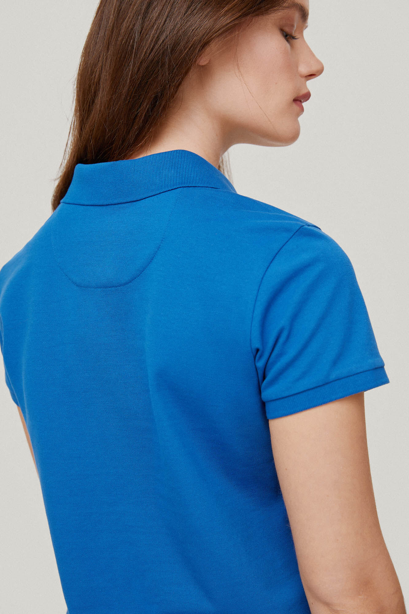 Camisa polo lisa de manga curta - Turquesa
