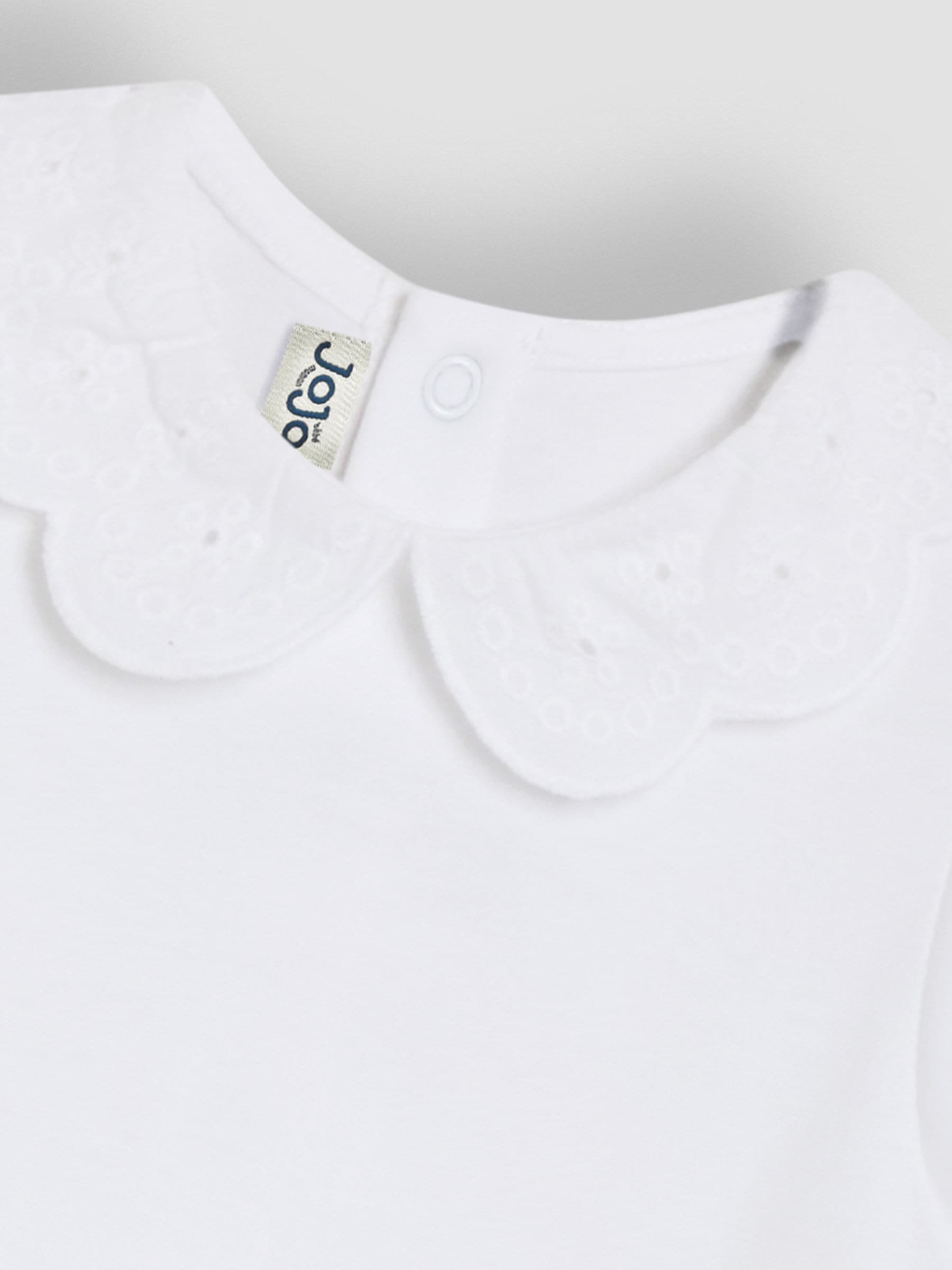 Wit - JoJo Maman Bébé Broderie Collar Bodysuits