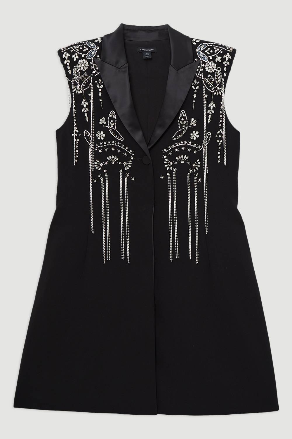 KarenMillen Petite robe mini tissée à col plongeant avec détails embellis