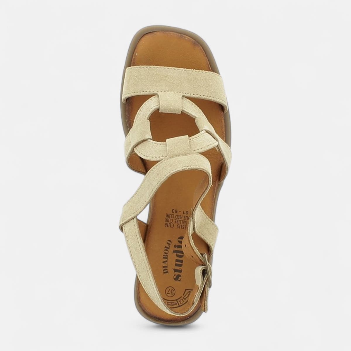 Nu-pieds Femme en cuir beige